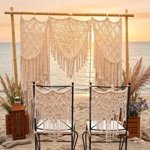 Décoration macramé sur arche
