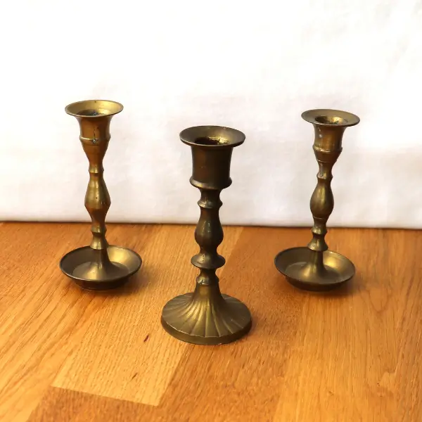 Lot de 3 bougeoirs dorés