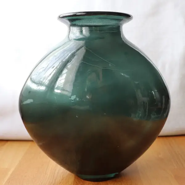 Vase boule en verre fumé vert/Bleu