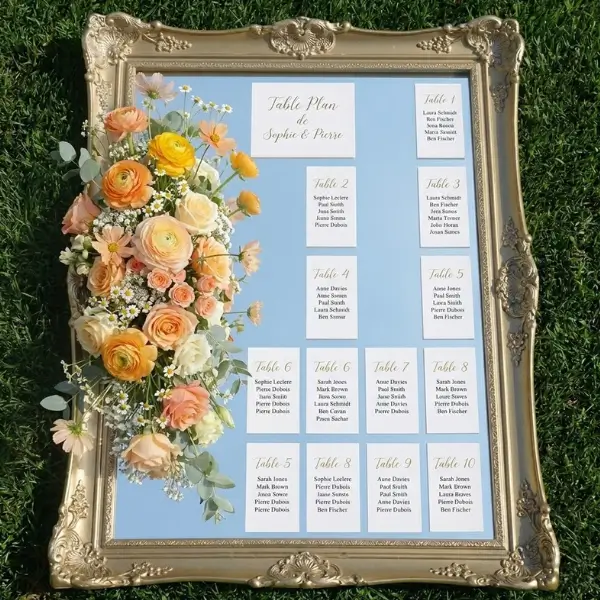 Plan de table  sur miroir doré